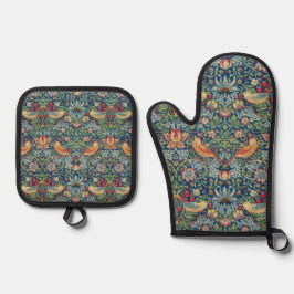 William Morris - Strawberry Thief Ofenhandschuh & Topflappen-Set