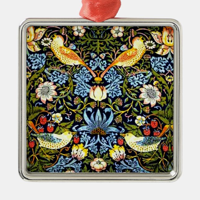 William Morris, Strawberry Thief Ornament Aus Metall (Vorne)