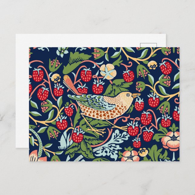 William Morris Strawberry Thief Postkarte (Vorne/Hinten)