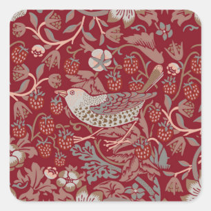 William Morris Strawberry Thief Quadratischer Aufk Aufkleber