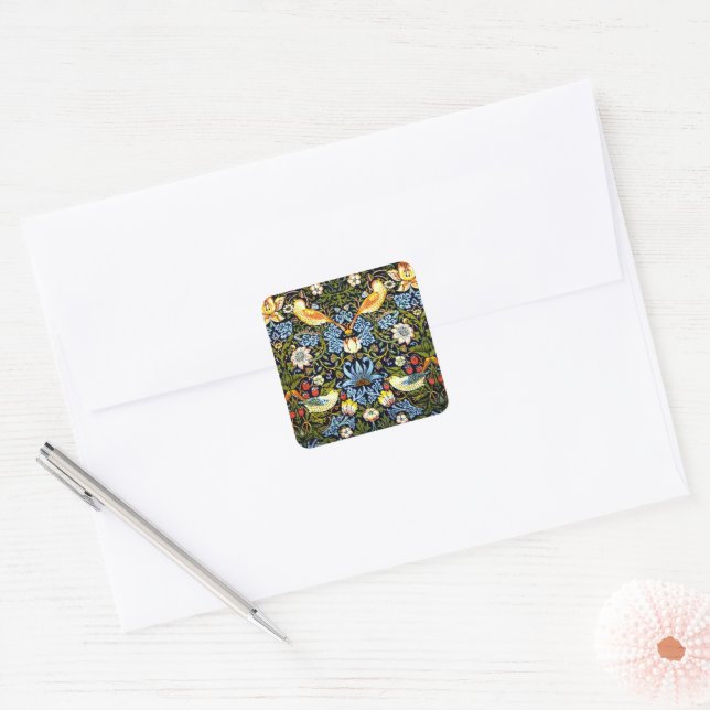 William Morris, Strawberry Thief, Quadratischer Aufkleber (Umschlag)