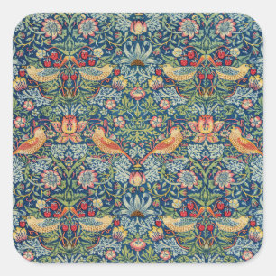 William Morris - Strawberry Thief Quadratischer Aufkleber