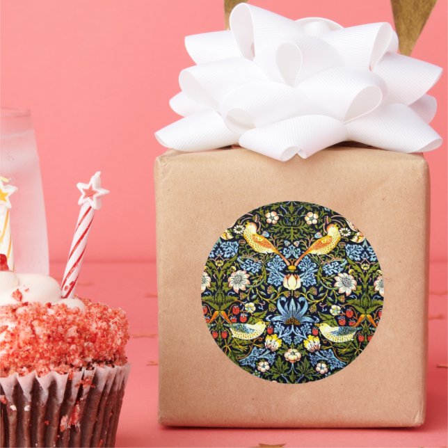 William Morris, Strawberry Thief, Runder Aufkleber (Party)