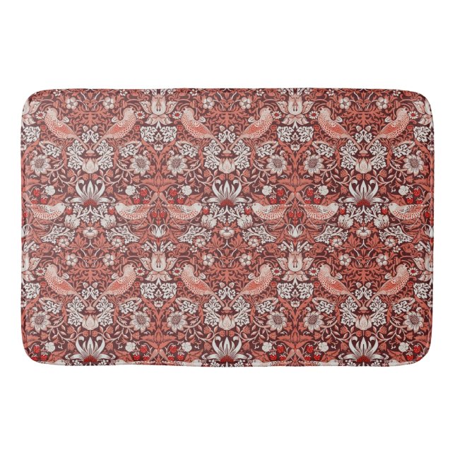 William Morris Strawberry Thief Terrakotta-Vogel Badematte (Vorderseite)