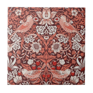 William Morris Strawberry Thief Terrakotta-Vogel Fliese