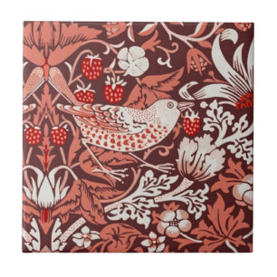 William Morris Strawberry Thief Terrakotta-Vogel Fliese