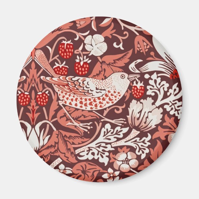 William Morris Strawberry Thief Terrakotta-Vogel Magnet (Vorne)