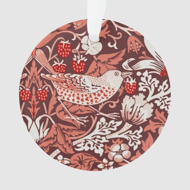 William Morris Strawberry Thief Terrakotta-Vogel Ornament (Vorderseite)