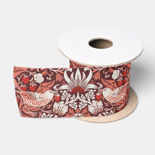 William Morris Strawberry Thief Terrakotta-Vogel Satinband