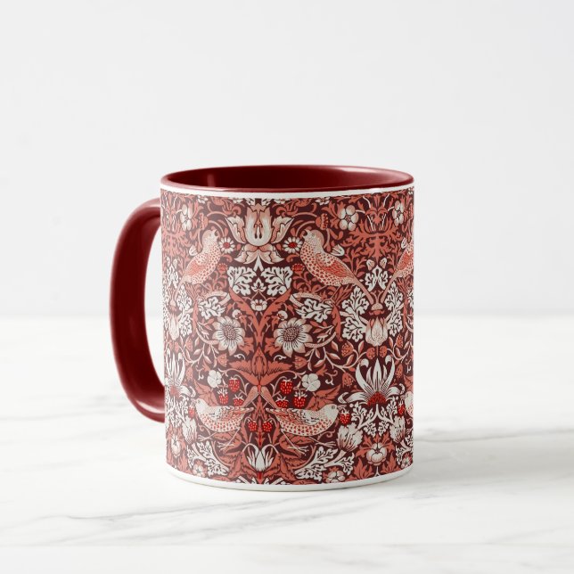 William Morris Strawberry Thief Terrakotta-Vogel Tasse (Vorderseite Links)