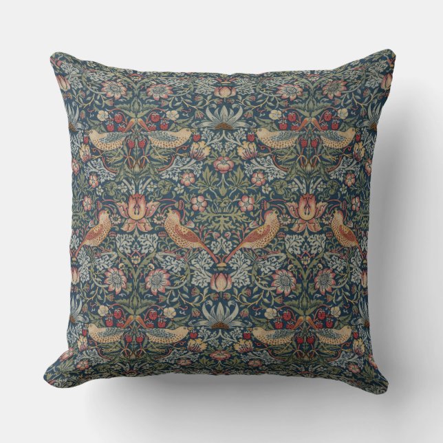 William Morris: Strawberry Thief Throw Kissen (Vorderseite)