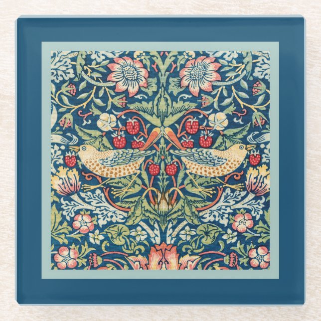 William Morris Strawberry Thief Throw Kissen Glasuntersetzer (Vorderseite)