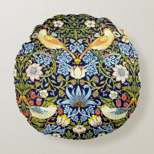 William Morris: Strawberry Thief Vintage-Design Rundes Kissen