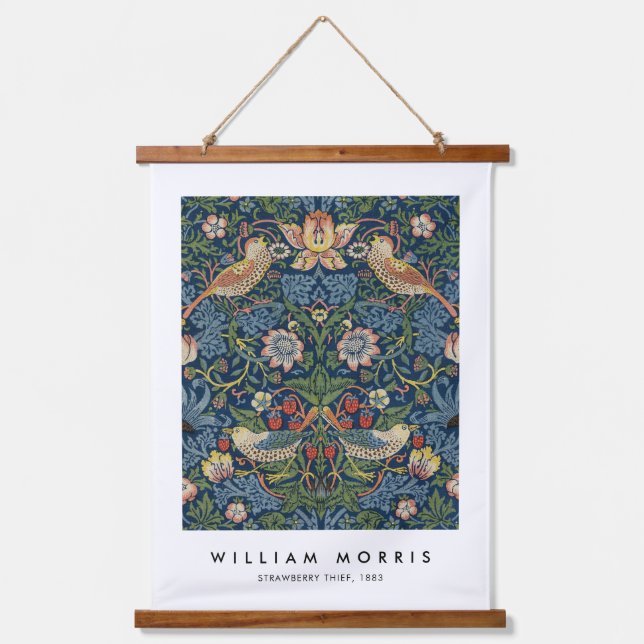 William Morris Strawberry Thief Wandteppich Mit Holzrahmen (Vorderseite)