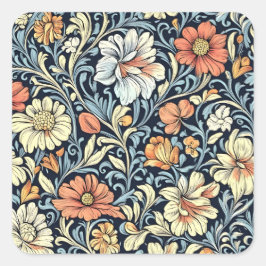William Morris style floral acanthus pattern Quadratischer Aufkleber