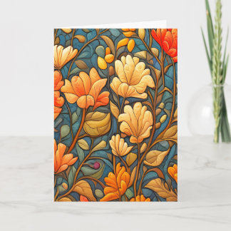William Morris Style Floral Pattern in Herbstfarbe Karte