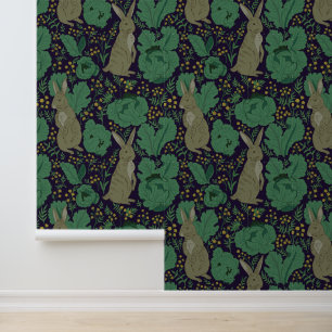 William Morris Style Garden Rabbit Pattern Tapete