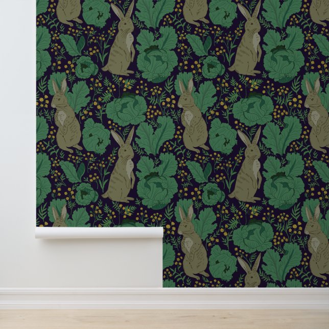 William Morris Style Garden Rabbit Pattern Tapete (Anwendung)