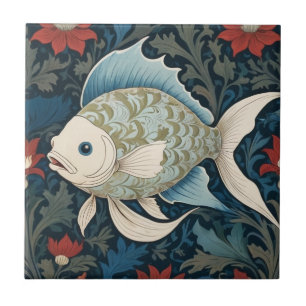 William Morris style L Fish Underwater Sea Fliese