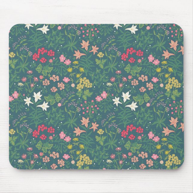 William Morris Style Spring Garden Blumenmuster Mousepad (Vorne)