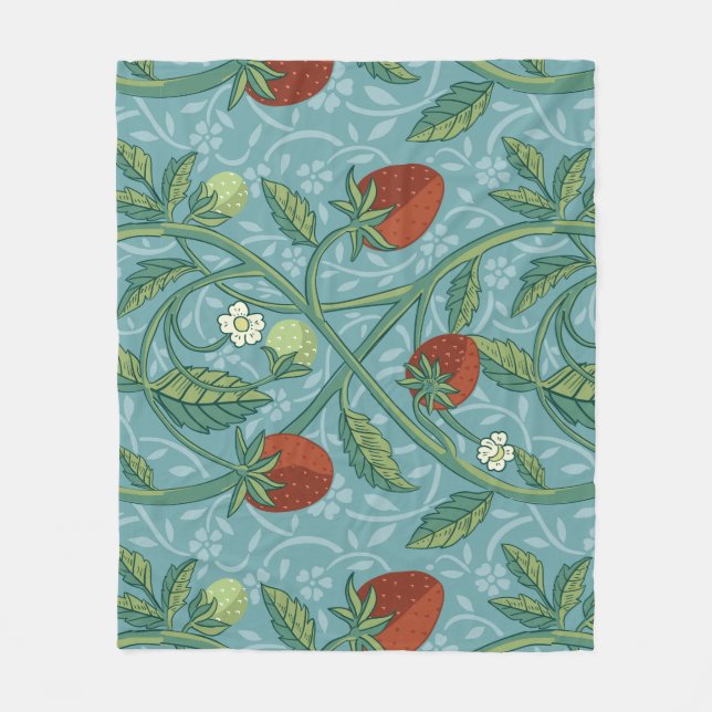 William Morris Style Strawberry Diief Floral Fleecedecke (Vorderseite)