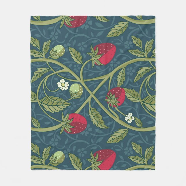 William Morris Style Strawberry Floral Pattern Fleecedecke (Vorderseite)