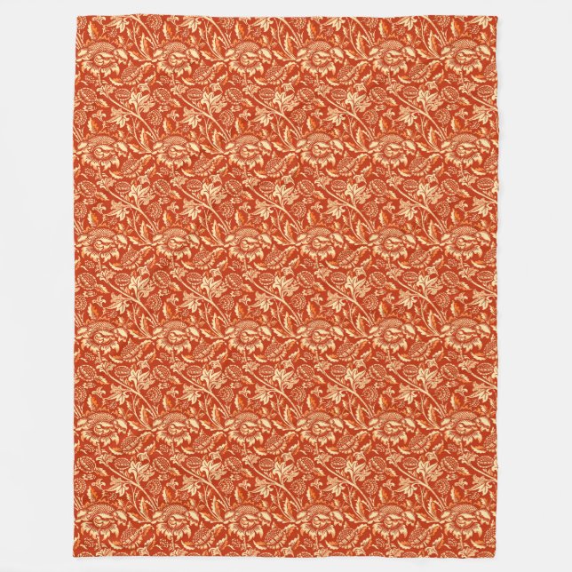William Morris Sunblumen, Mandarin Orange Fleecedecke (Vorderseite)
