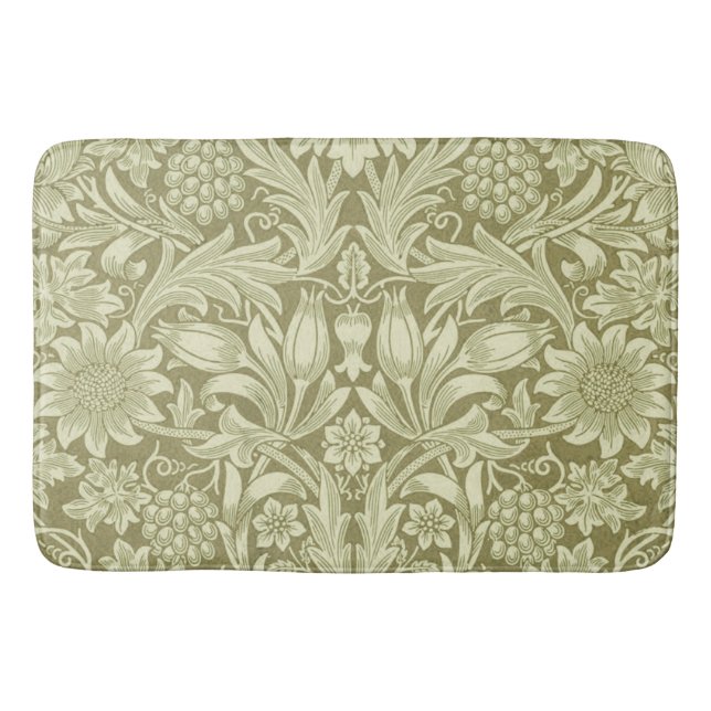 William Morris Sunflower Green Blume Badematte (Vorderseite)