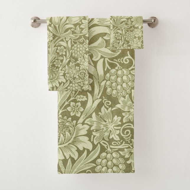 William Morris Sunflower Green Blume Badhandtuch Set (Insitu)