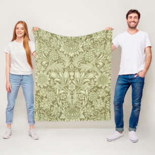 William Morris Sunflower Green Blume Fleecedecke