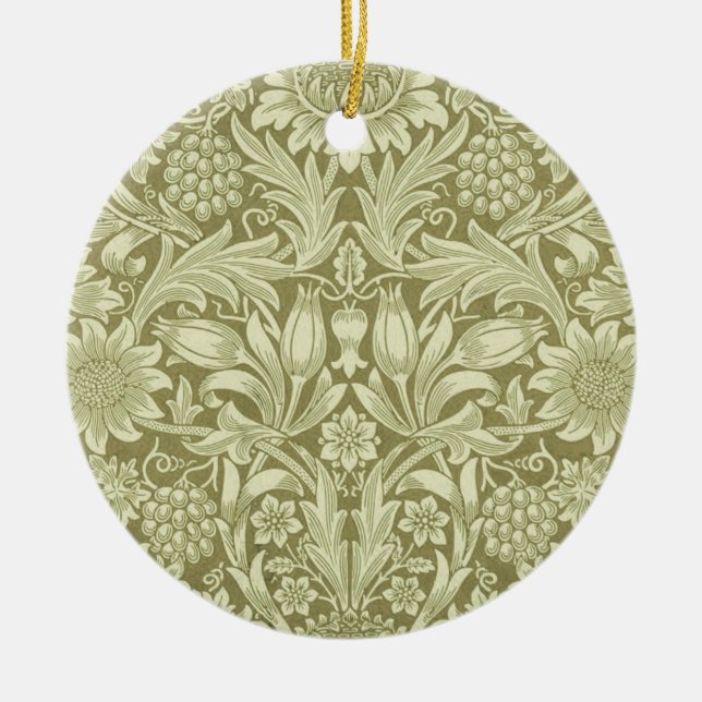 William Morris Sunflower Green Blume Keramik Ornament (Vorne)