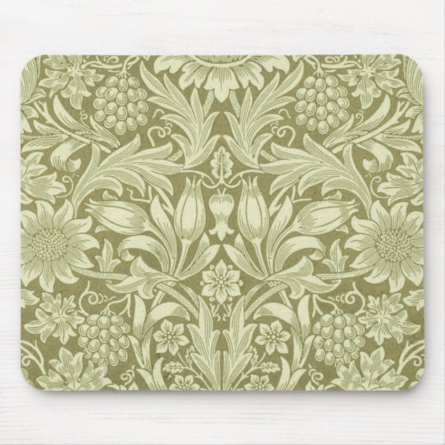William Morris Sunflower Green Blume Mousepad (Vorne)