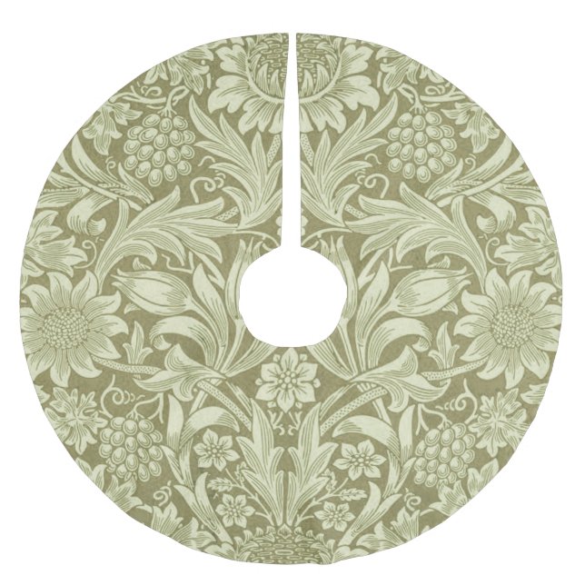William Morris Sunflower Green Blume Polyester Weihnachtsbaumdecke (Vorderseite)