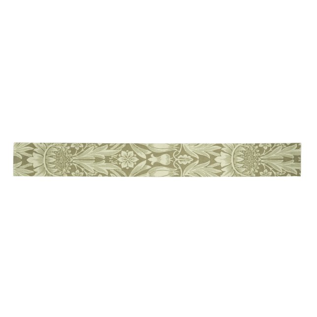 William Morris Sunflower Green Blume Satinband (Vorderseite)