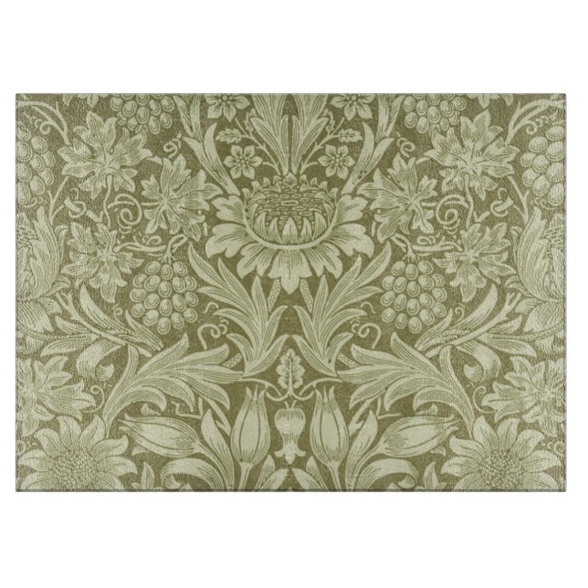 William Morris Sunflower Green Blume Schneidebrett (Vorderseite)