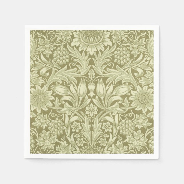 William Morris Sunflower Green Blume Serviette (Vorderseite)