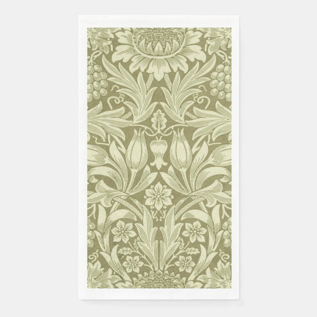 William Morris Sunflower Green Blume Serviette (Vorderseite)