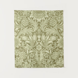 William Morris Sunflower Green Blume Wandteppich