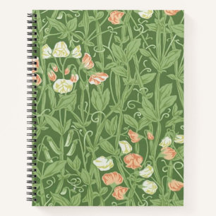 William Morris Süßerbsen-Muster Vintage Botanik Notizbuch