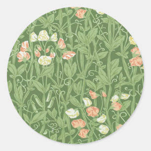 William Morris Süßerbsen-Muster Vintage Botanik Runder Aufkleber