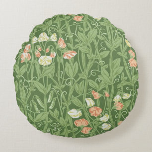 William Morris Süßerbsen-Muster Vintage Botanik Rundes Kissen
