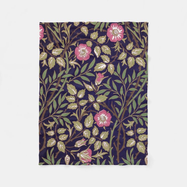 William Morris Sweet Briar Floral Art Nouveau Fleecedecke (Vorderseite)