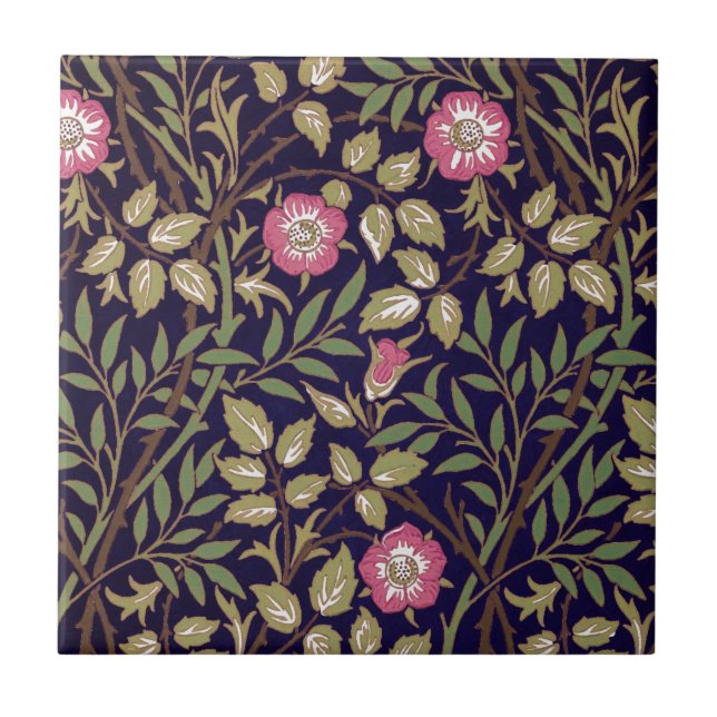 William Morris Sweet Briar Floral Art Nouveau Fliese (Vorderseite)