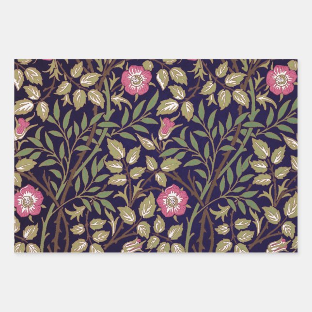 William Morris Sweet Briar Floral Art Nouveau Geschenkpapier Set (Vorderseite)