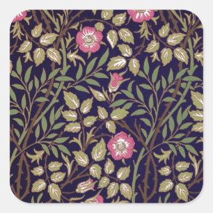 William Morris Sweet Briar Floral Art Nouveau Quadratischer Aufkleber