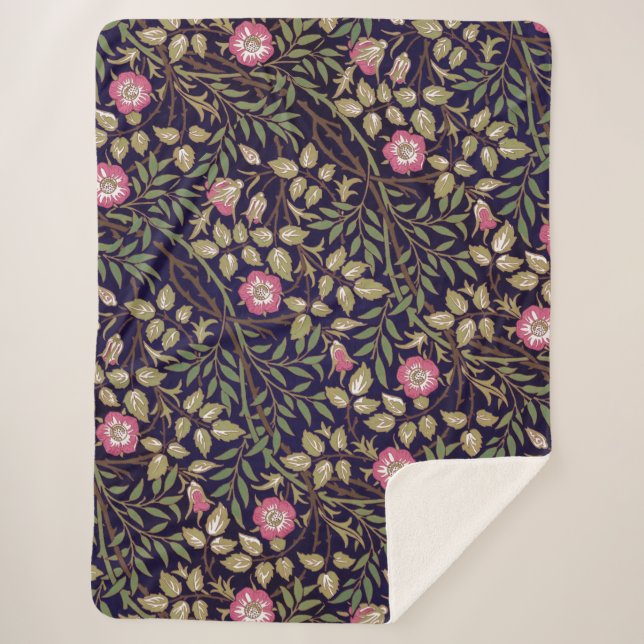 William Morris Sweet Briar Floral Art Nouveau Sherpadecke (Vorderseite)