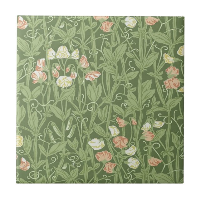 William Morris Sweet Pea Floral Design Fliese (Vorderseite)