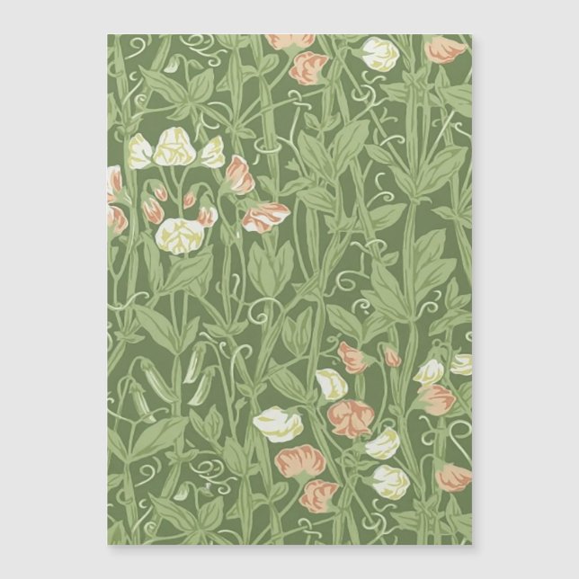 William Morris Sweet Pea Floral Design Magnetkarte (Vorderseite)