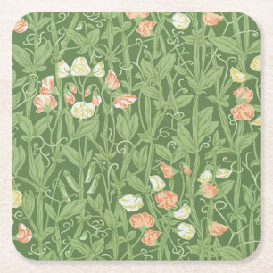 William Morris Sweet Pea Floral Design Rechteckiger Pappuntersetzer