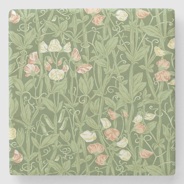 William Morris Sweet Pea Floral Design Steinuntersetzer (Vorderseite)